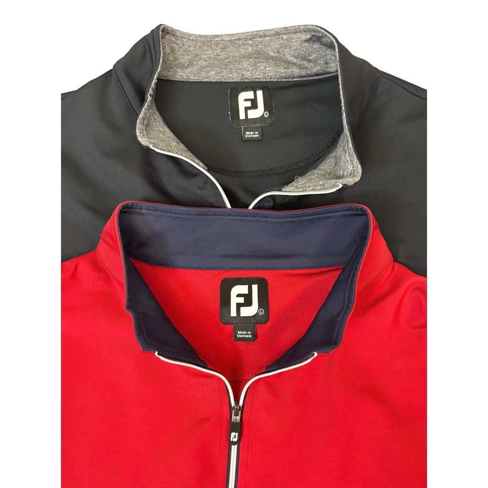 FootJoy Men's Golf Vests Lot of 2 Large Black Red Quarter Zip Pullover FJ L